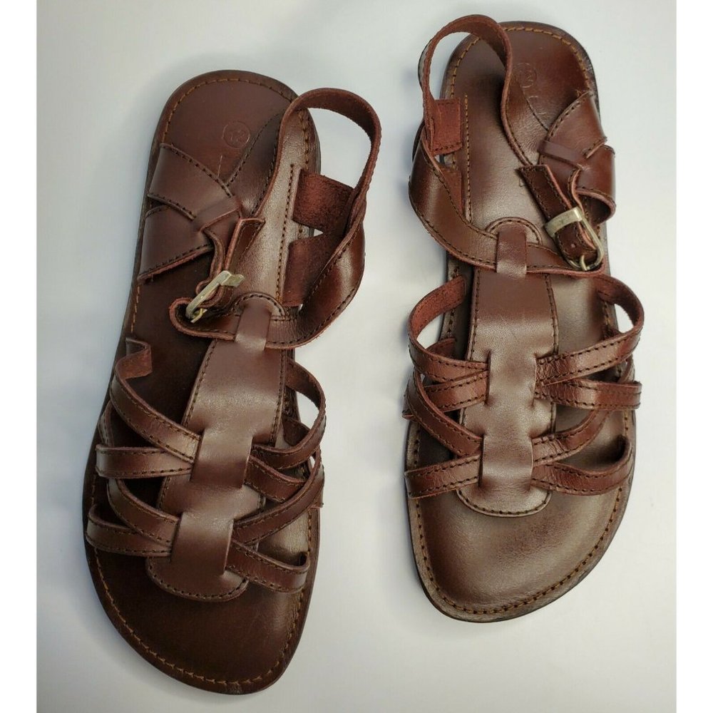 BRAND NEW LEATHER JOLLY KNOCKER ROMAN SANDALS BROWN